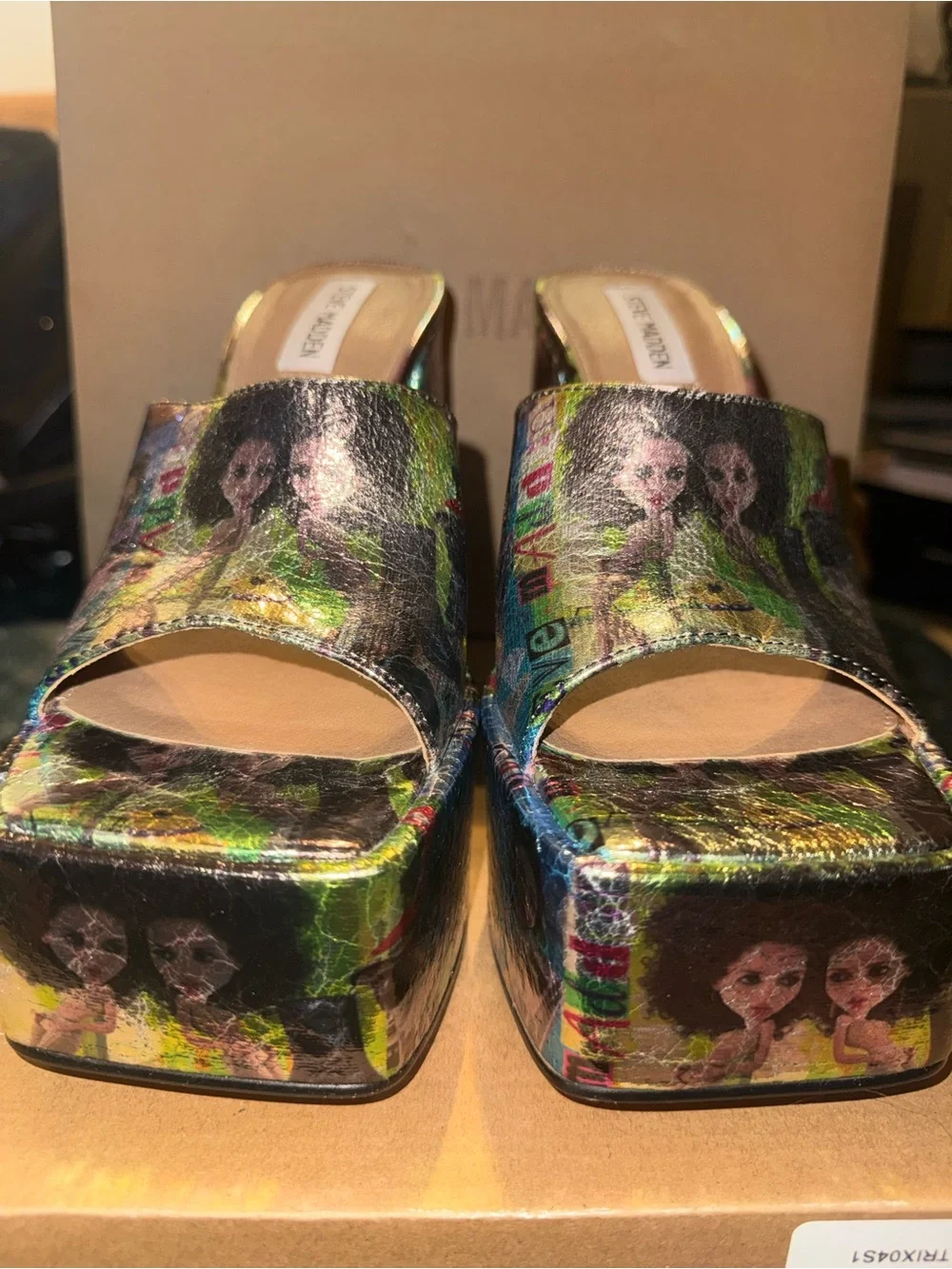 Steve Madden Iridescent Multi-Color Platform Mules
